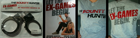 Giveaway items for The Bounty Hunter Giveaway items for The Bounty Hunter
